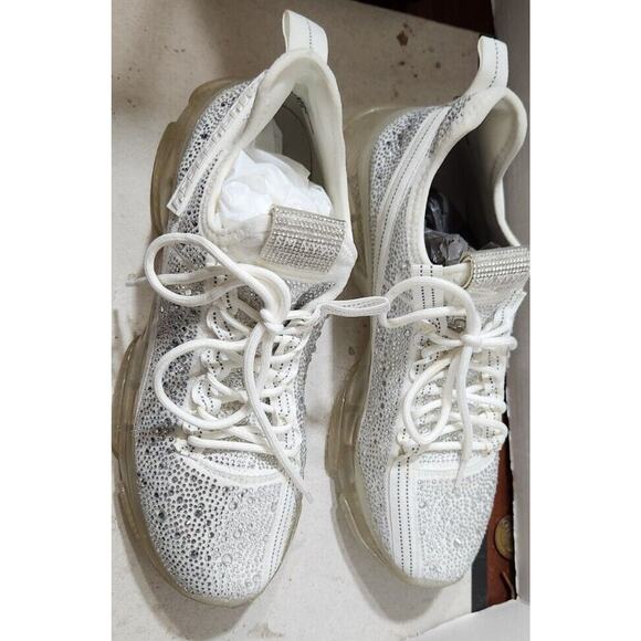 Steve Madden Womens Maxima-R White Bling Rhinestones Concert Sneaker Shoe Sz 12 - Picture 10 of 15
